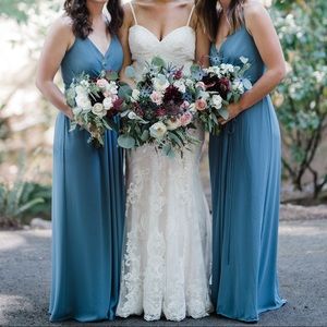 Double-Strap Long Georgette Bridesmaid Wrap Dress